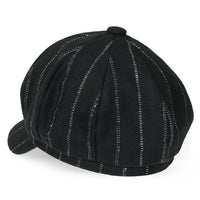 ililily 8-Pannel Wool-Blend Newsboy Cabbie Cap Stripe Duck Bill Flat Hunting Hat