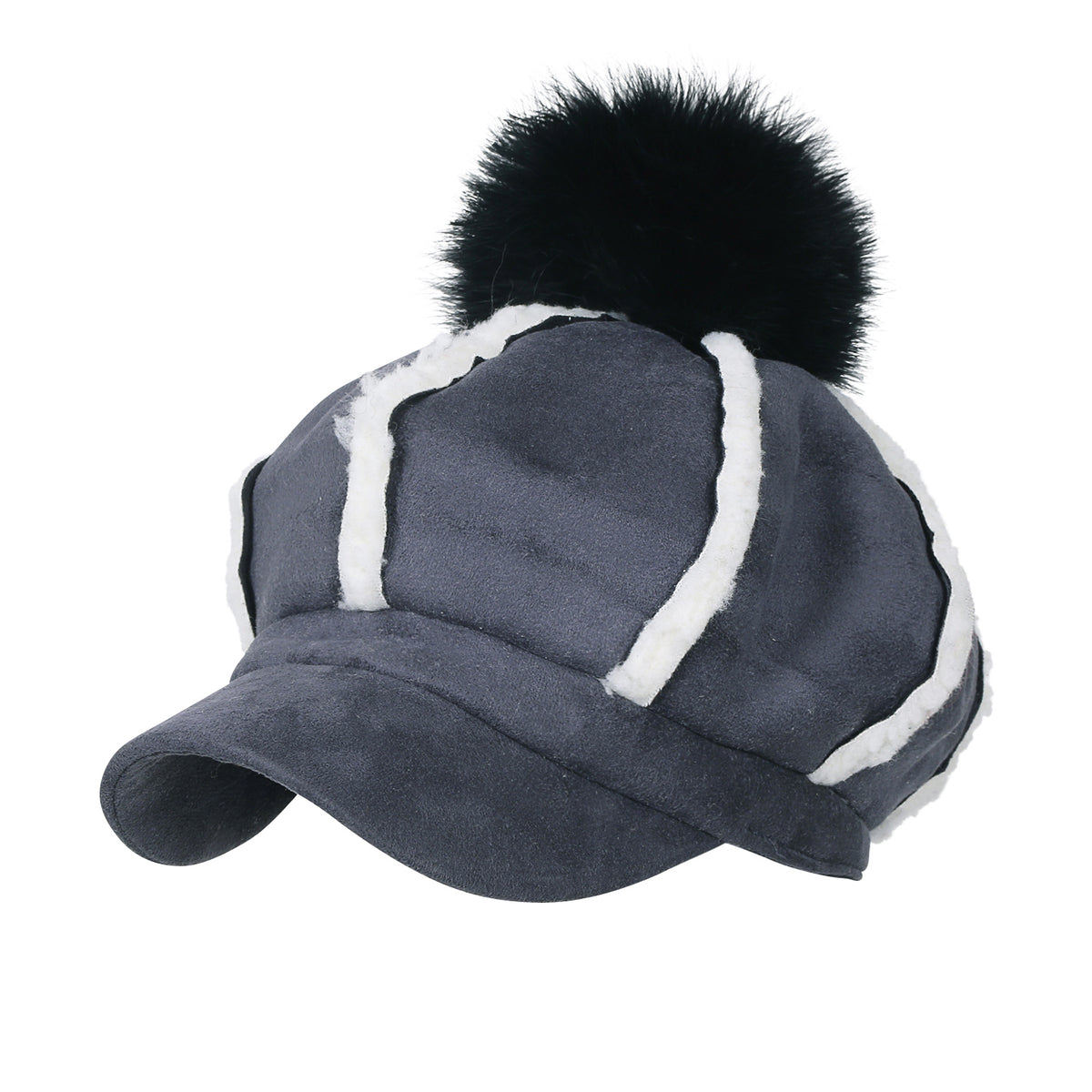 ililily 8-Pannel Solid Color Newsboy Cabbie Cap Suede Duck Bill Flat Hunting Hat