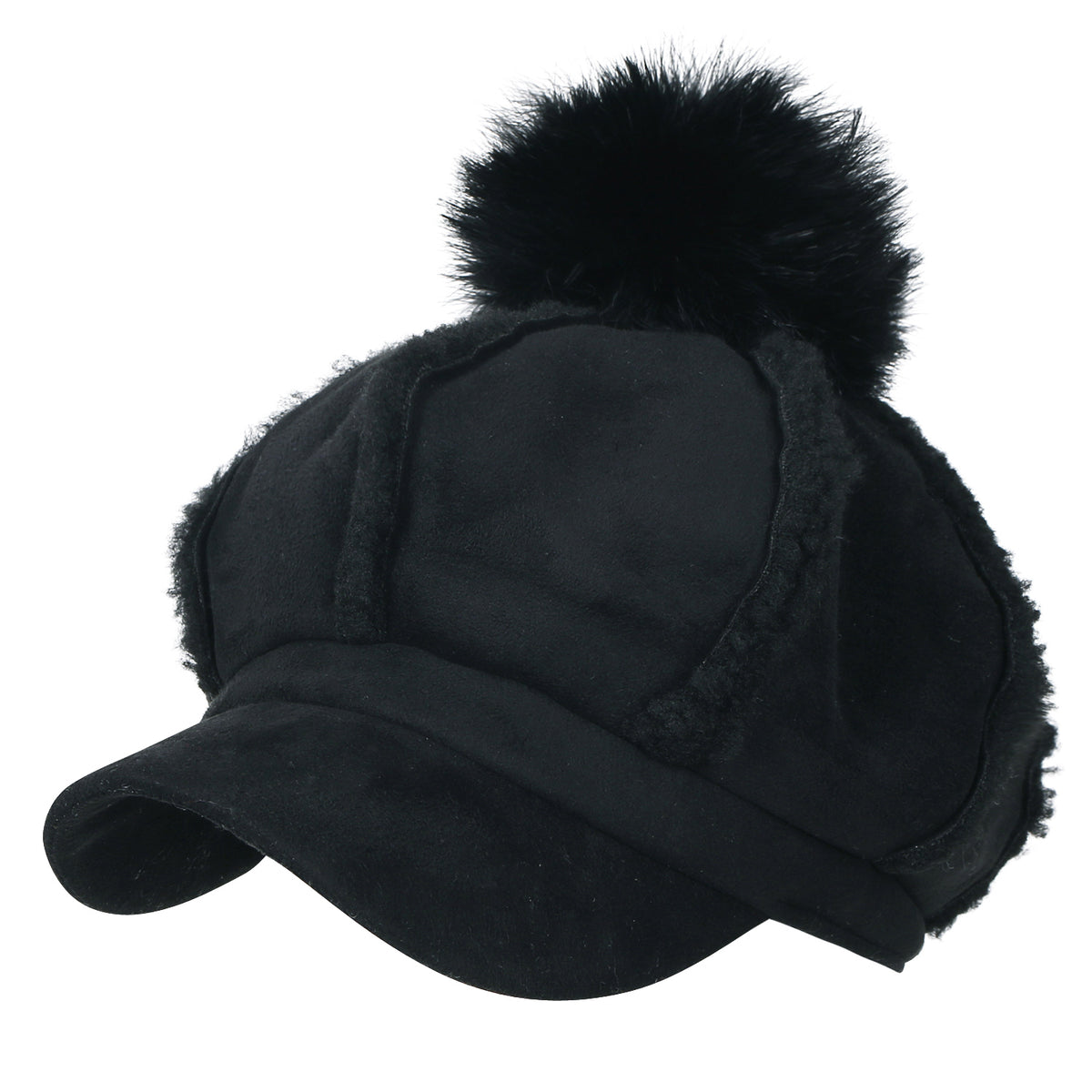 ililily 8-Pannel Solid Color Newsboy Cabbie Cap Suede Duck Bill Flat Hunting Hat