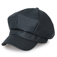 ililily 8-Panel Solid Color Newsboy Cabbie Cap Duck Bill Flat Hunting Hat