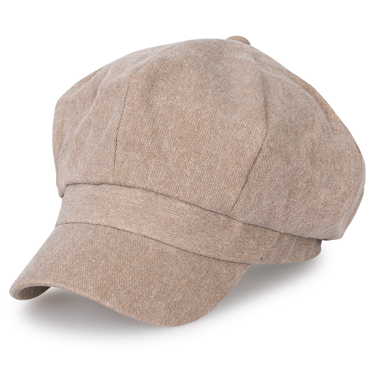 ililily 8-Panel Solid Color Newsboy Cabbie Cap Duck Bill Flat Hunting Hat