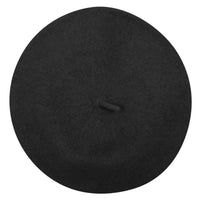 ililily Solid Color Wool Blended French Beret Furry Artist Flat Winter Hat