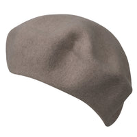ililily Solid Color Wool Blended French Beret Furry Artist Flat Winter Hat