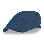 ililily Cotton Denim Paneled Gatsby Newsboy Hat Classic Cabbie Hunting Flat Cap
