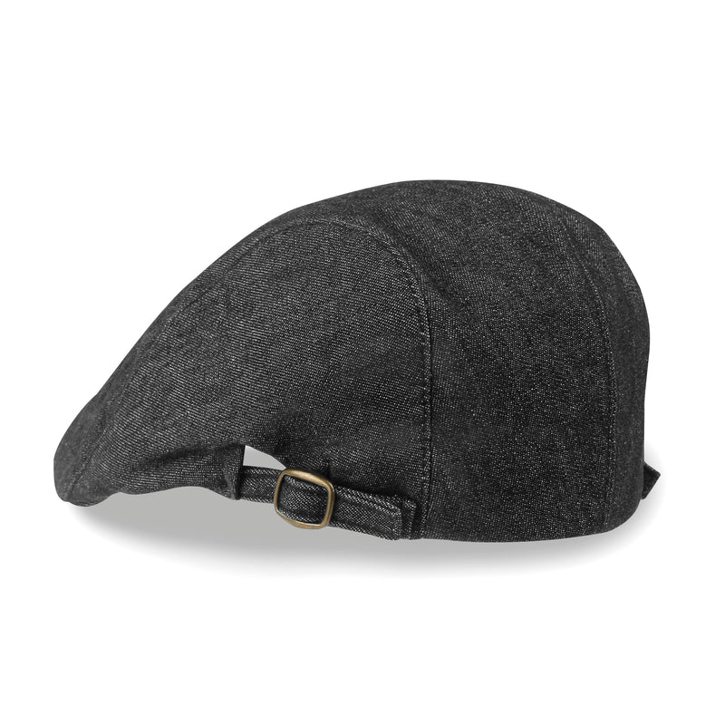 ililily Cotton Denim Paneled Gatsby Newsboy Hat Classic Cabbie Hunting Flat Cap