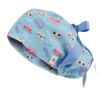ililily Satin Lined Cute Scrub Cap with Ponytail Ribbon