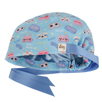 ililily Satin Lined Cute Scrub Cap with Ponytail Ribbon