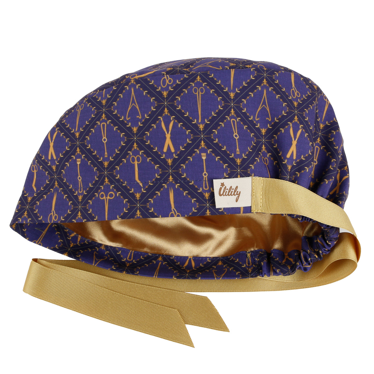 ililily Satin Lined Cute Scrub Cap with Ponytail Ribbon