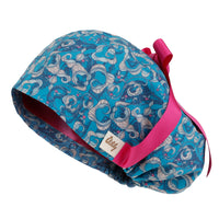ililily Satin Lined Cute Scrub Cap with Ponytail Ribbon