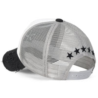 ililily Star Embroidery Black White Trucker Hat Cotton Baseball Cap