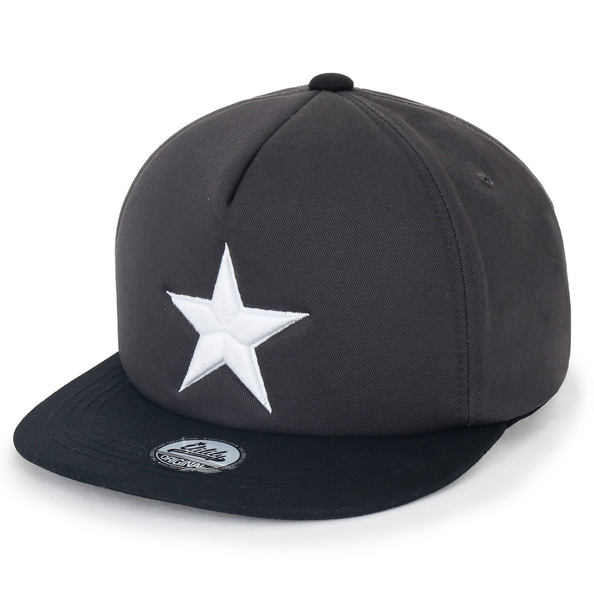 ililily Star Embroidery Black White Trucker Hat Cotton Baseball Cap