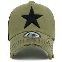 ililily Star Embroidery Black White Trucker Hat Cotton Baseball Cap