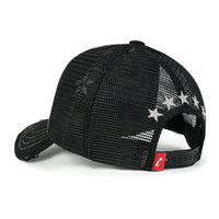 ililily Star Embroidery Black White Trucker Hat Cotton Baseball Cap