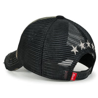 ililily Star Embroidery Black White Trucker Hat Cotton Baseball Cap