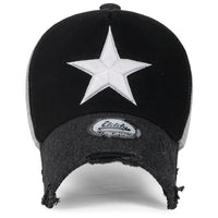 ililily Star Embroidery Black White Trucker Hat Cotton Baseball Cap