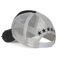 ililily Star Embroidery Black White Trucker Hat Cotton Baseball Cap