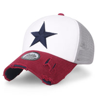 ililily Star Embroidery Black White Trucker Hat Cotton Baseball Cap