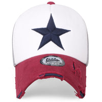 ililily Star Embroidery Black White Trucker Hat Cotton Baseball Cap