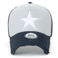 ililily Star Embroidery Black White Trucker Hat Cotton Baseball Cap