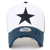 ililily Star Embroidery Black White Trucker Hat Cotton Baseball Cap