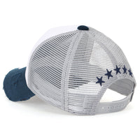 ililily Star Embroidery Black White Trucker Hat Cotton Baseball Cap
