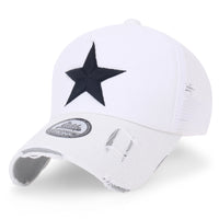ililily Star Embroidery Black White Trucker Hat Cotton Baseball Cap