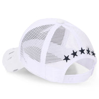 ililily Star Embroidery Black White Trucker Hat Cotton Baseball Cap