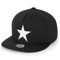 ililily Star Embroidery Black White Trucker Hat Cotton Baseball Cap