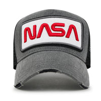 ililily PREMIUM NASA Worm Logo Embroidery Structured Baseball Cap Mesh Back Trucker Hat M / XL