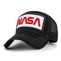 ililily PREMIUM NASA Worm Logo Embroidery Structured Baseball Cap Mesh Back Trucker Hat M / XL
