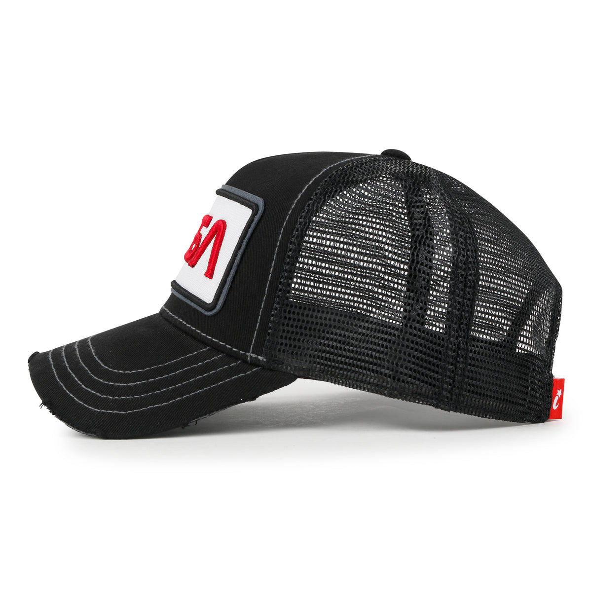 ililily PREMIUM NASA Worm Logo Embroidery Structured Baseball Cap Mesh Back Trucker Hat M / XL