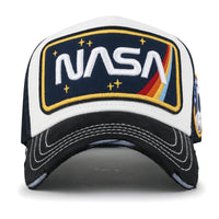 ililily PREMIUM NASA Worm Logo Embroidery Structured Baseball Cap Mesh Back Trucker Hat M / XL