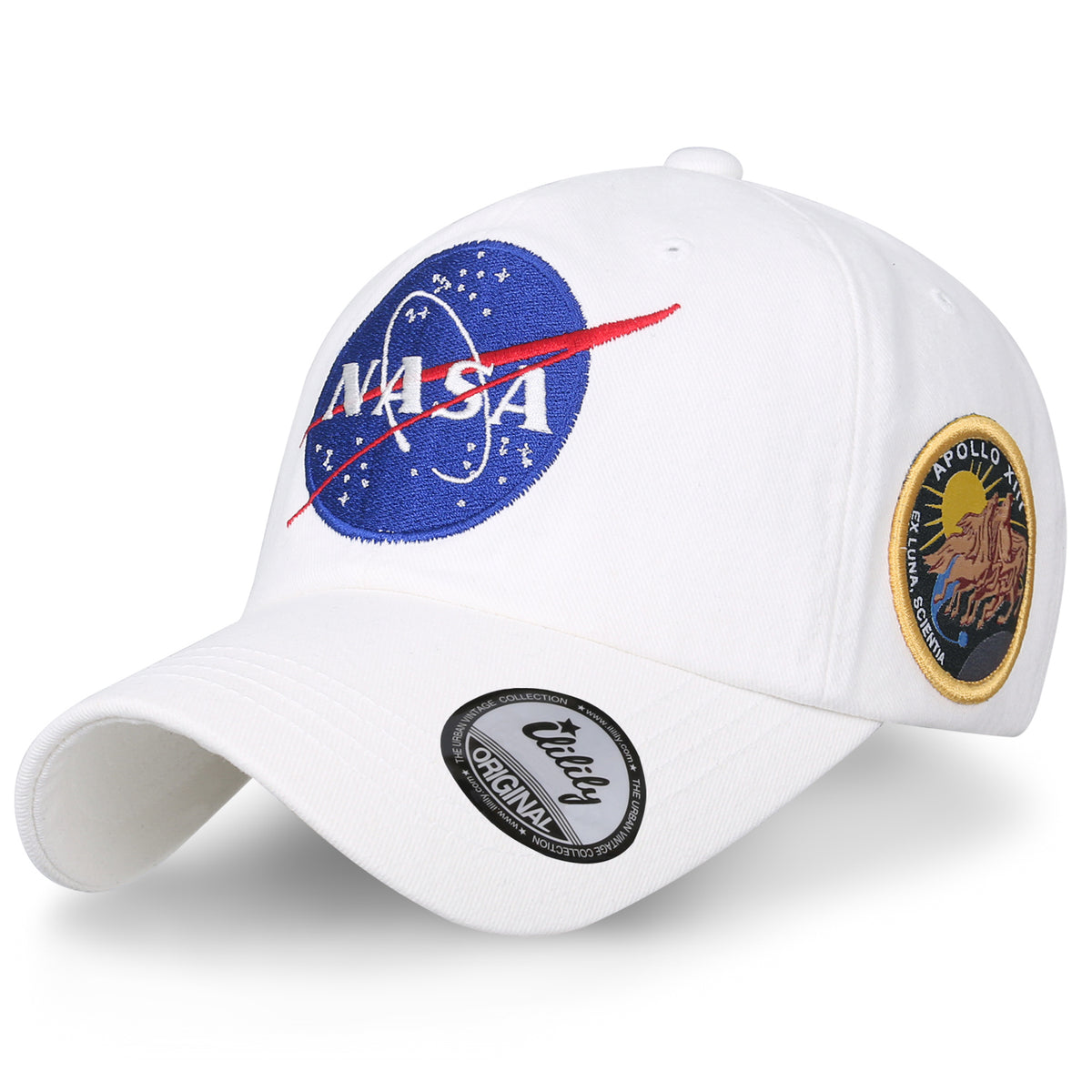 ililily NASA Meatball Logo Embroidery Baseball Cap Apollo 13 Patch Trucker Hat