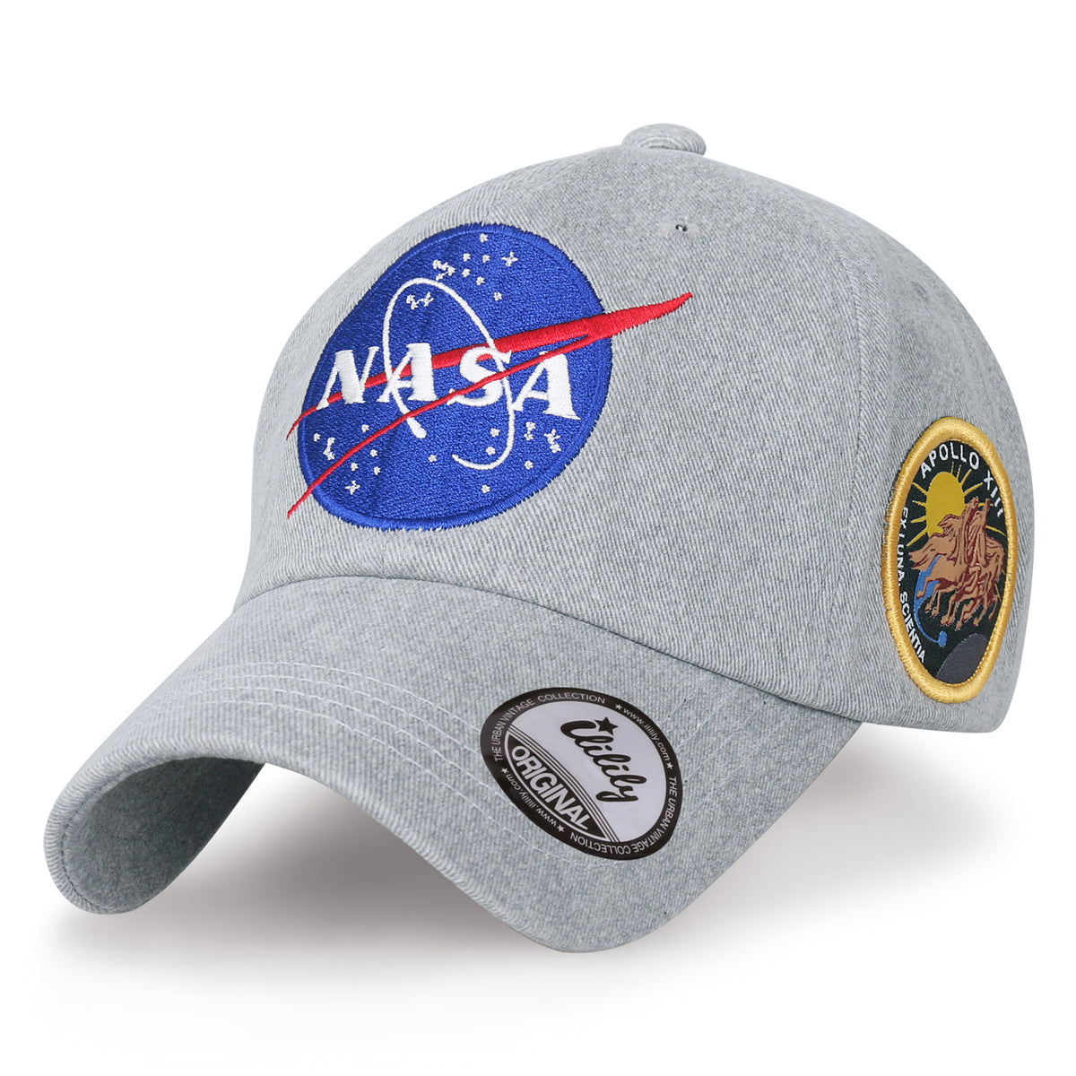 ililily NASA Meatball Logo Embroidery Baseball Cap Apollo 13 Patch Trucker Hat