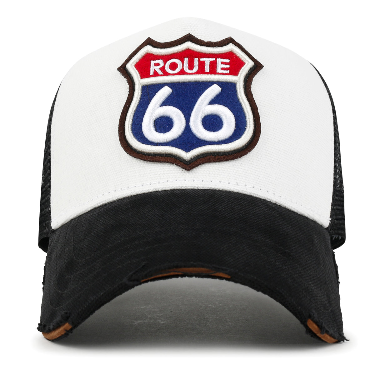 ililily PREMIUM Route 66 Embroidery Baseball Cap Cotton Vintage Trucker Hat