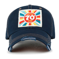 ililily Retro Embroidery Baseball Cap Vintage Distressed Cotton Trucker Hat