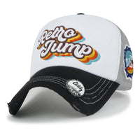 ililily Retro Embroidery Baseball Cap Vintage Distressed Cotton Trucker Hat