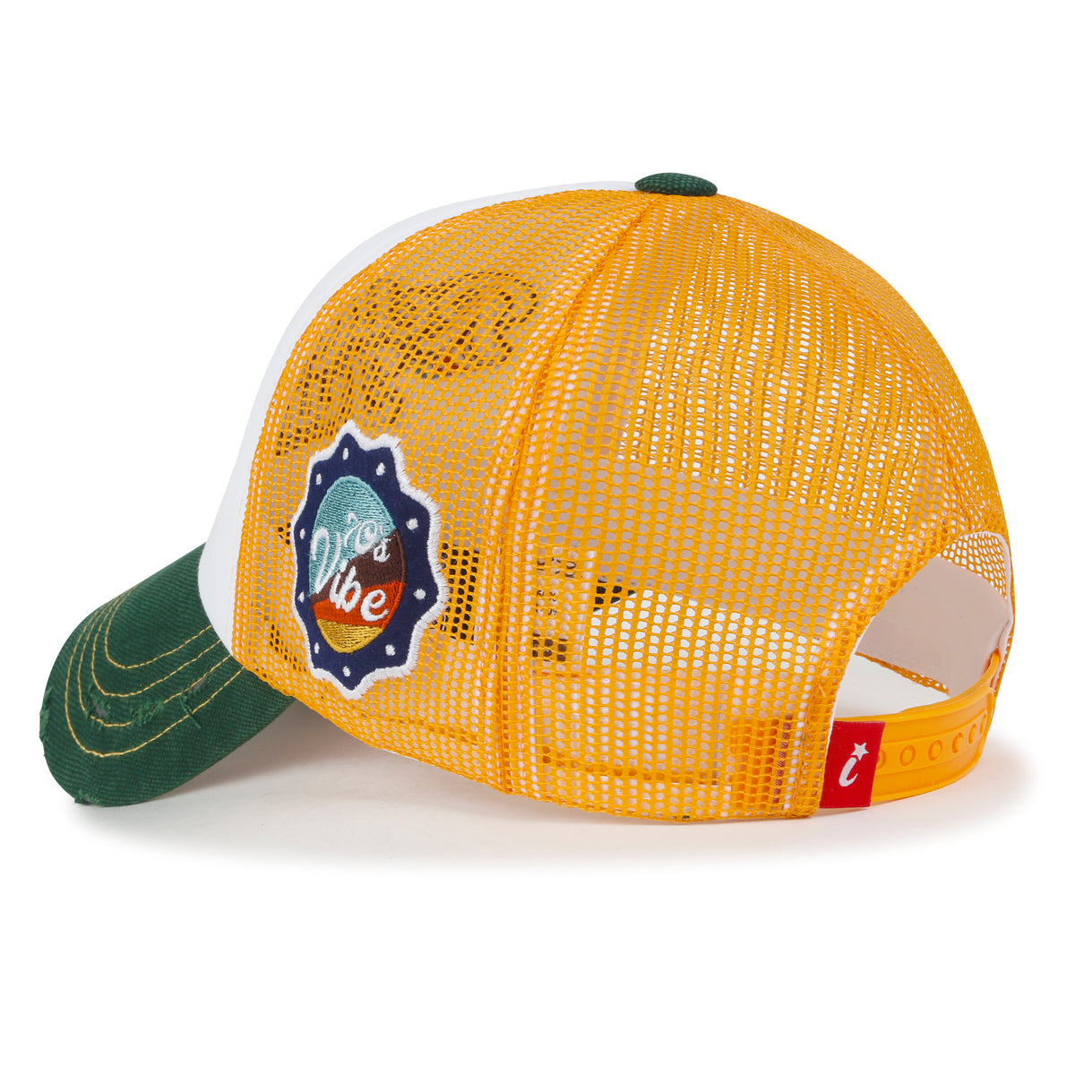 ililily Retro Embroidery Baseball Cap Vintage Distressed Cotton Trucker Hat