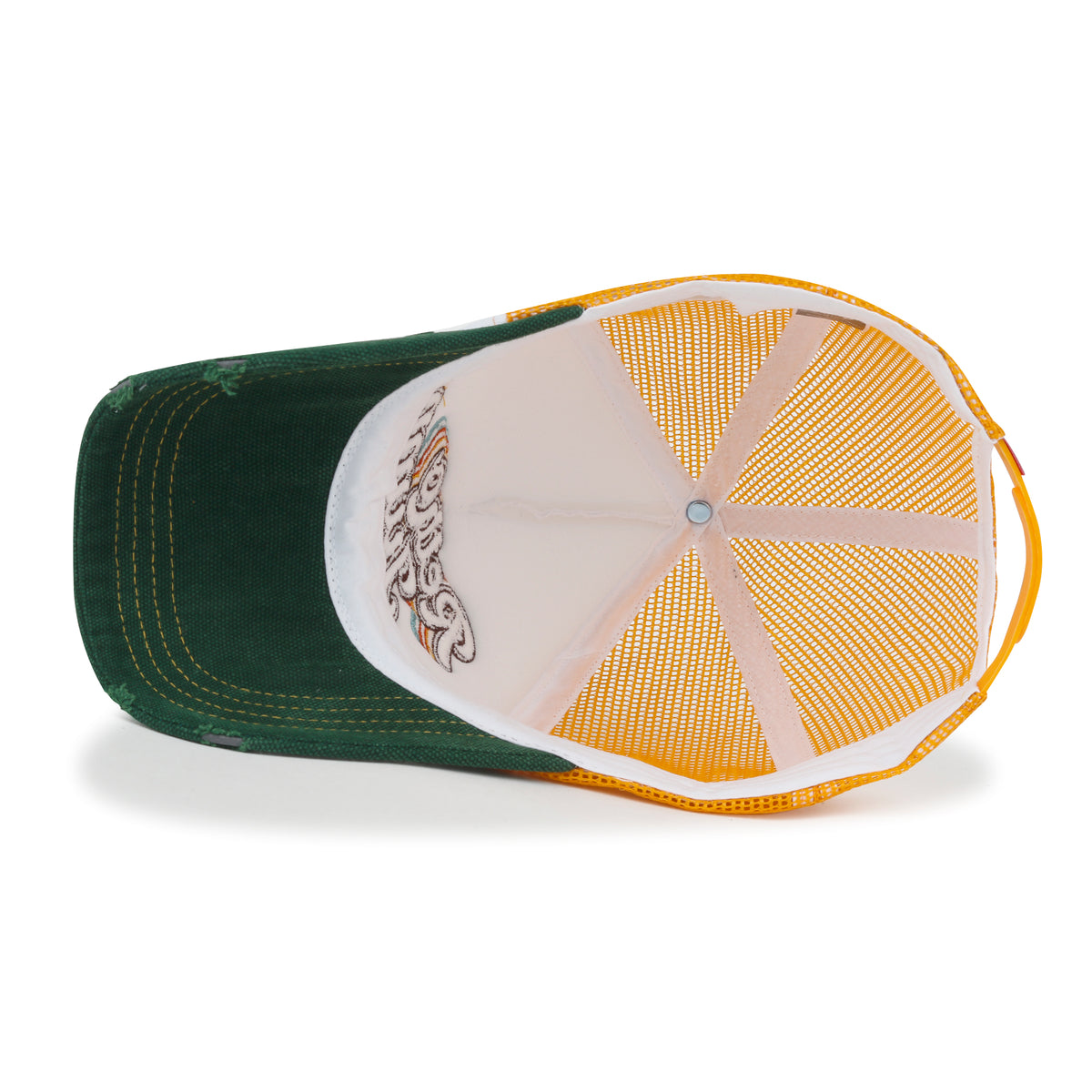 ililily Retro Embroidery Baseball Cap Vintage Distressed Cotton Trucker Hat