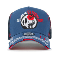 ililily Time To Embroidered Baseball Cap Colorful Stitch Mesh Trucker Hat