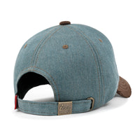 ililily Cotton Denim Crown Strapback Trucker Hat Faux Suede Brim Baseball Cap
