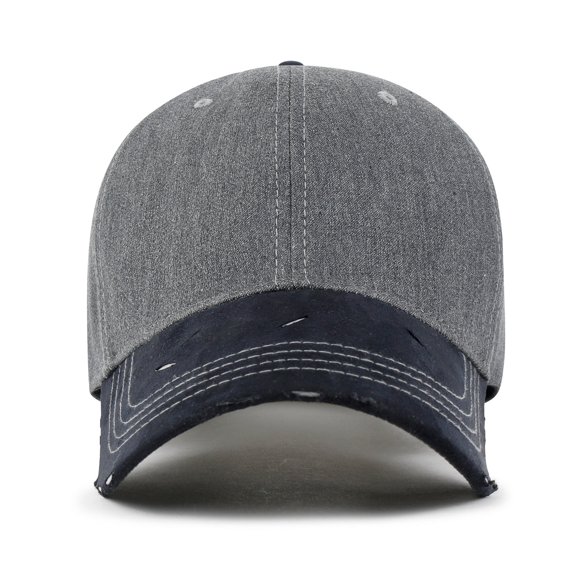 ililily Cotton Denim Crown Strapback Trucker Hat Faux Suede Brim Baseball Cap