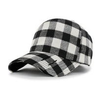 ililily Cotton Flannel Strapback Trucker Hat Checkered Pattern Baseball Cap