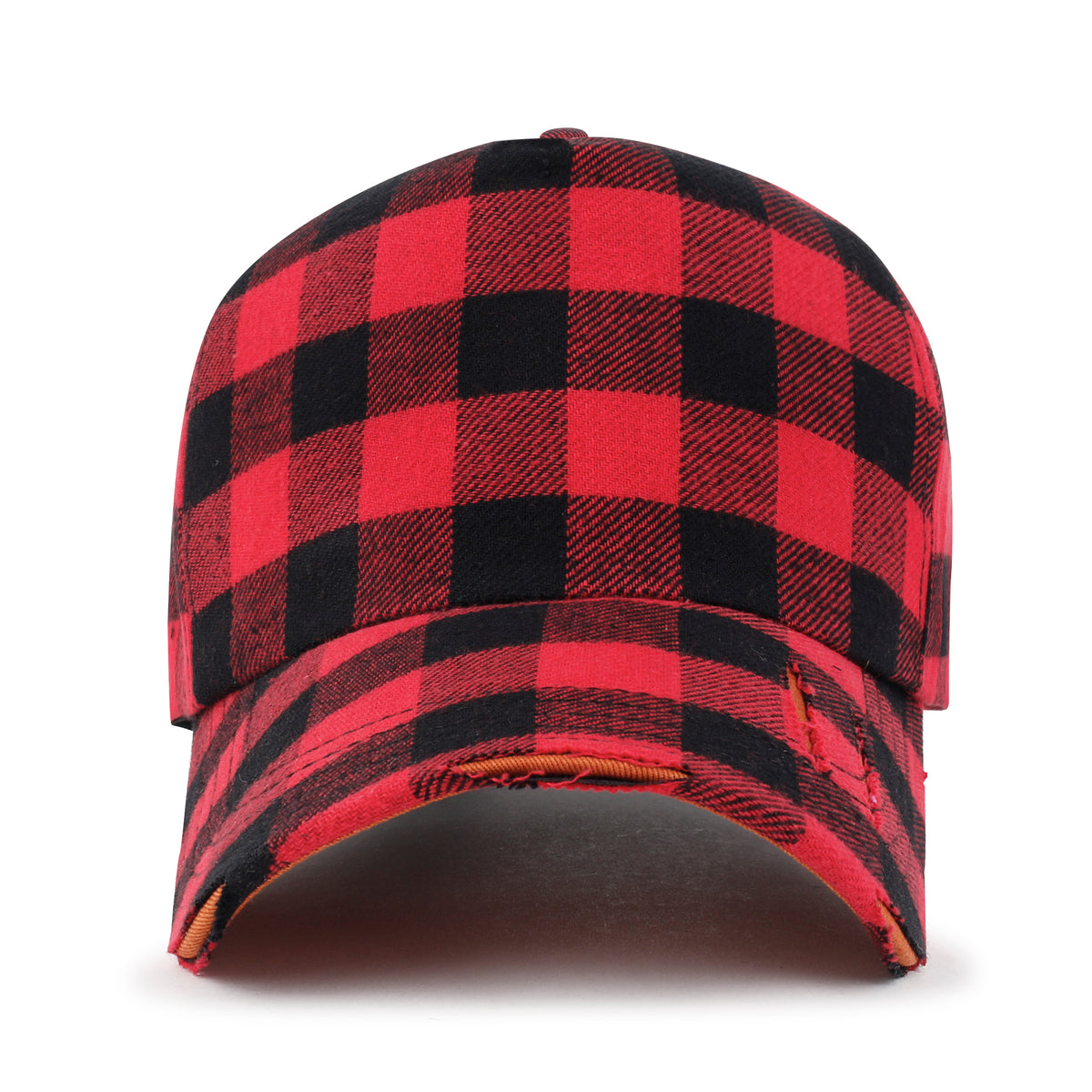 ililily Cotton Flannel Strapback Trucker Hat Checkered Pattern Baseball Cap