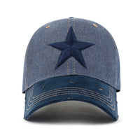 ililily Star Embroidery Cotton Denim Trucker Hat Faux Suede Brim Baseball Cap