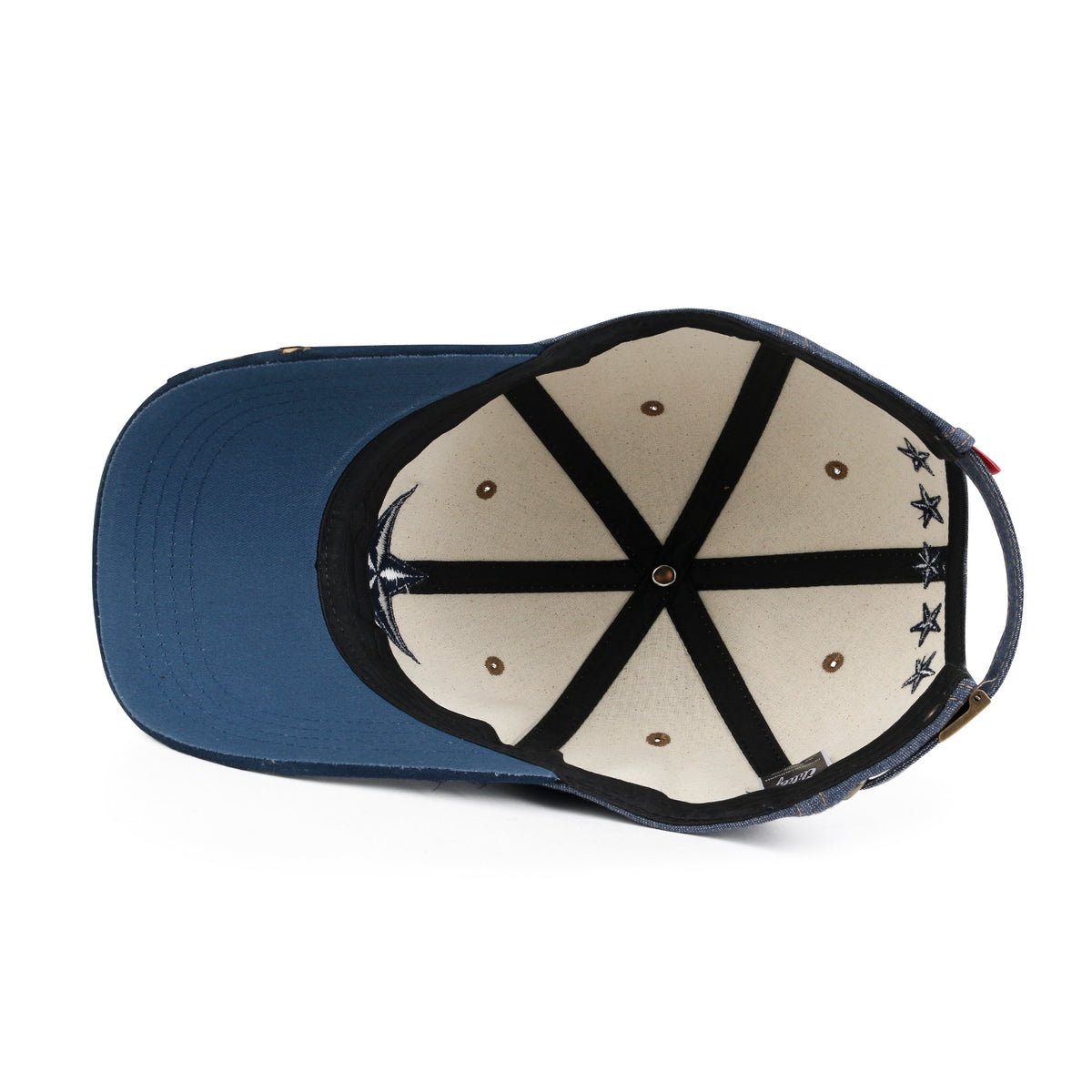 ililily Star Embroidery Cotton Denim Trucker Hat Faux Suede Brim Baseball Cap