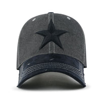 ililily Star Embroidery Cotton Denim Trucker Hat Faux Suede Brim Baseball Cap