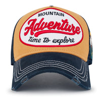 ililily PREMIUM Adventure Patch Structured Trucker Hat Distressed Baseball Cap