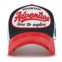 ililily PREMIUM Adventure Patch Structured Trucker Hat Distressed Baseball Cap