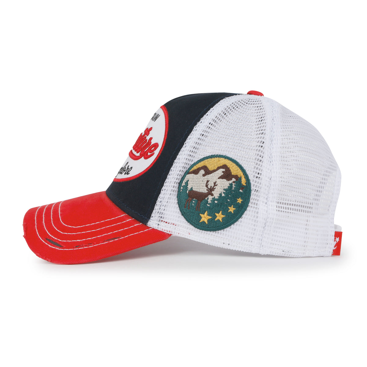 ililily PREMIUM Adventure Patch Structured Trucker Hat Distressed Baseball Cap